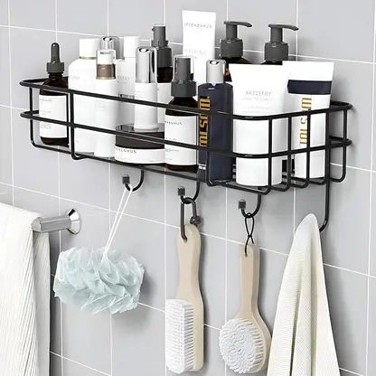 M Y Multipurpose Metal Wall Shelf with 4 Hooks 