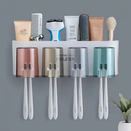 WINGER Wall Mounted Toothbrush Holder for Bathroom